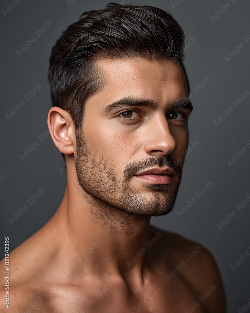 Fototapeta premium a handsome man with a serious expression and a well-groomed look