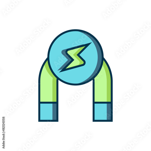 Filled outline Magnet icon isolated on white background. Horseshoe magnet, magnetism, magnetize, attraction. Flat filled outline style with shadow. Vector