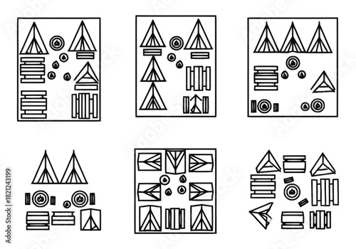 Abstract Geometric Shapes Arranged in Clean Vector Patterns furniture icons interior design architecture