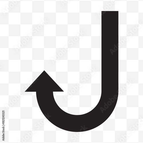 Black u turn arrow symbol indicating a reversal of direction or a change in course