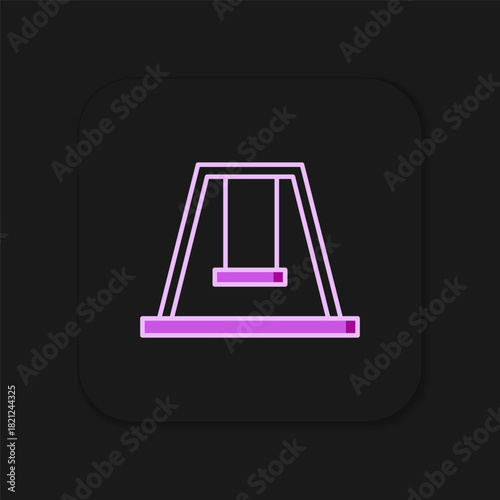 Filled outline Swing for kids summer games on playground icon isolated on black background. Outdoor entertainment equipment. Flat filled outline style with shadow. Vector