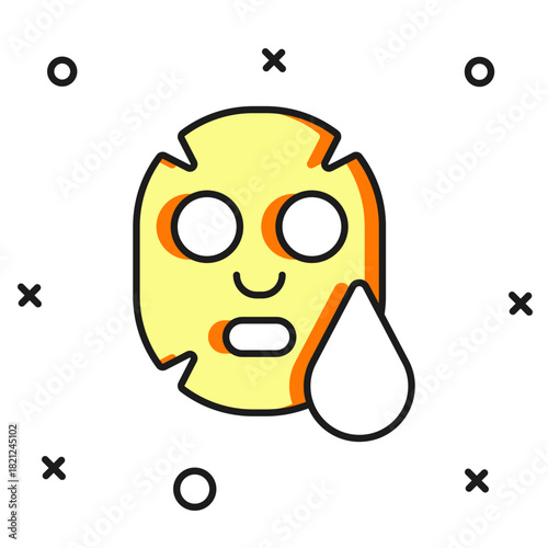 Filled outline Facial cosmetic mask icon isolated on white background. Cosmetology, medicine and health care. Flat filled outline style with shadow. Vector