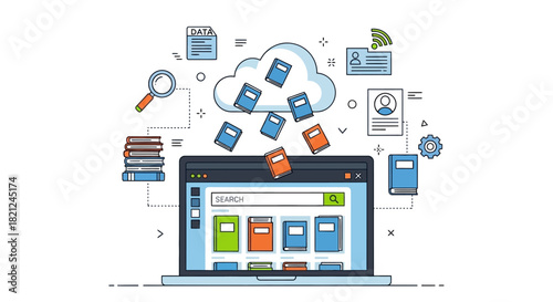 Digital Library Interface Vector