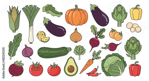 A vibrant and diverse collection of fresh, ripe vegetables, showcasing nature's bounty for healthy eating and culinary inspiration