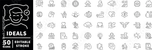 Business and success icons set. editable line icons, linear and outline designs