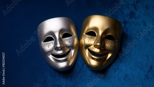 Two theatrical masks of joy and sorrow
