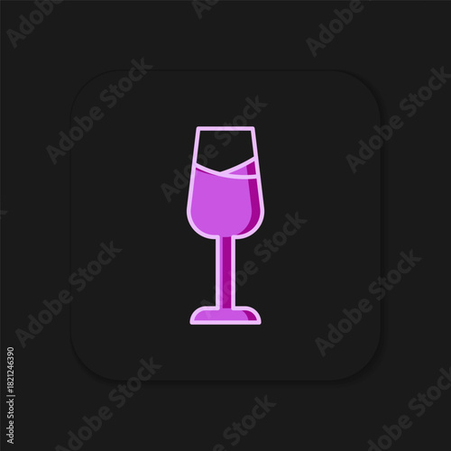 Filled outline Wine glass icon isolated on black background. Wineglass sign. Flat filled outline style with shadow. Vector