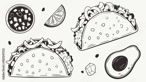 A striking black and white hand drawn illustration with bold lines and a retro aesthetic perfect for graphic design projects