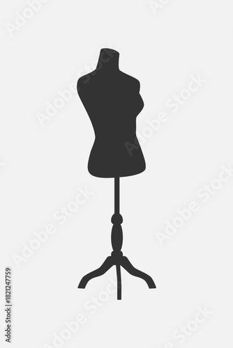 Clothing mannequin graphic icon. Female dummy for clothing isolated silhouette on white background. Vector illustration
