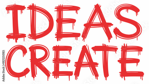 Bold red marker style abstract design with word like elements and creative ideas