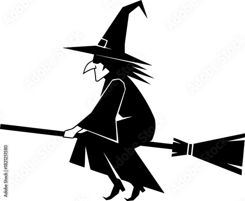 Vector black silhouette of a witch
