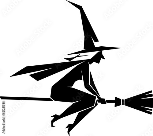 Vector black silhouette of a witch
