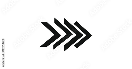 Three overlapping black chevron arrows pointing to the right on a white background