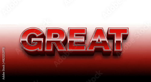 Striking crimson red three-dimensional text conveying excellence and high achievement through a powerful graphic design