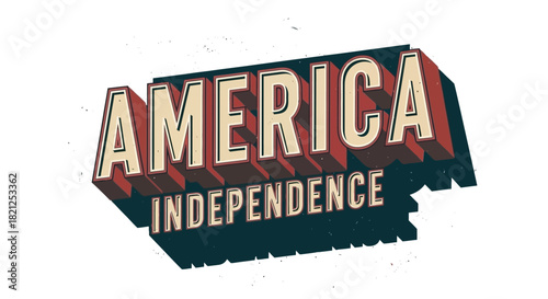 Bold vintage typography design celebrating national pride and freedom, featuring layered text for a patriotic independence theme
