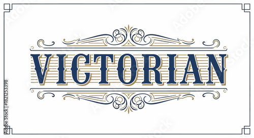 An elegant typographic emblem featuring intricate flourishes and ornate borders, inspired by classic Victorian-era design aesthetics