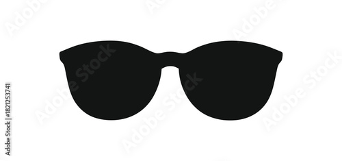 Simple black silhouette of classic butterfly shaped sunglasses on a white background