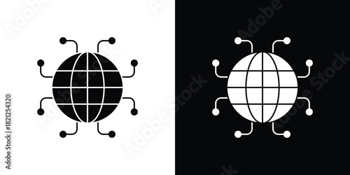 Global networking icons vector silhouette design. Vector flat graphic design illustration.