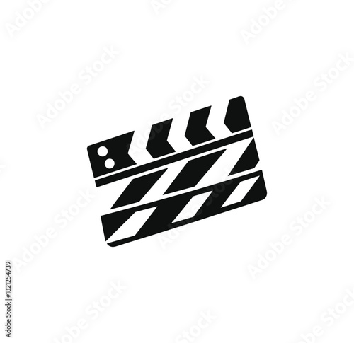 Classic black and white film clapperboard symbol for movie production and filmmaking