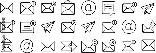 Email Icons Set Vector Illustration Communication Notification envelope message
