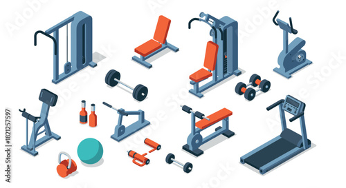 Isometric gym equipment set in modern style for fitness and exercise enthusiasts