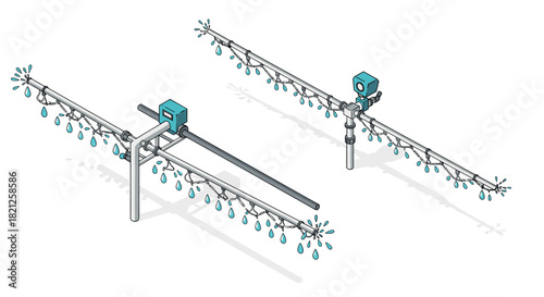 Isometric irrigation system with drip technology and water conservation design