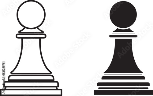 Black and White Chess Pawn Comparison Icons game strategy