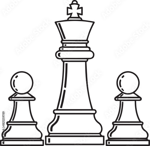 Chess king with two pawns piece game