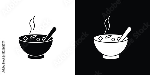 Japanese soup bowl icons vector silhouette design. Vector flat graphic design illustration.