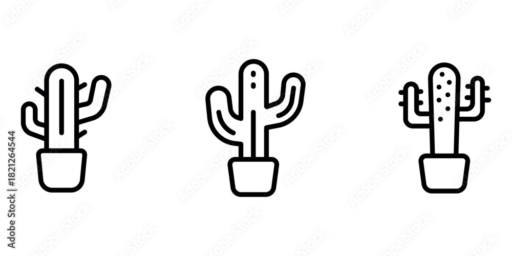 Obraz premium cactus outline or line icon design bundle.