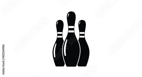 Three bowling pins icon vector illustration, tenpin alley game equipment symbol or graphic design element isolated. isolated on white background, Vector, illustration