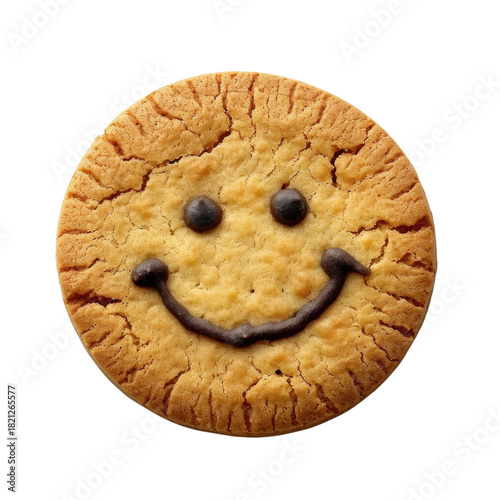 Delightful Smiley Face Cookie on a White Background