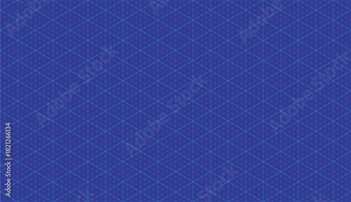 Blue isometric grid background with seamless triangle pattern. Digital paper template for notebooks, drawing sheets, dissertation illustrations, checkered ruler design and abstract vector layout