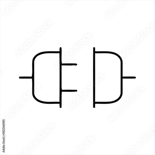 Electrical Plug and Socket Connection Symbol on White Background