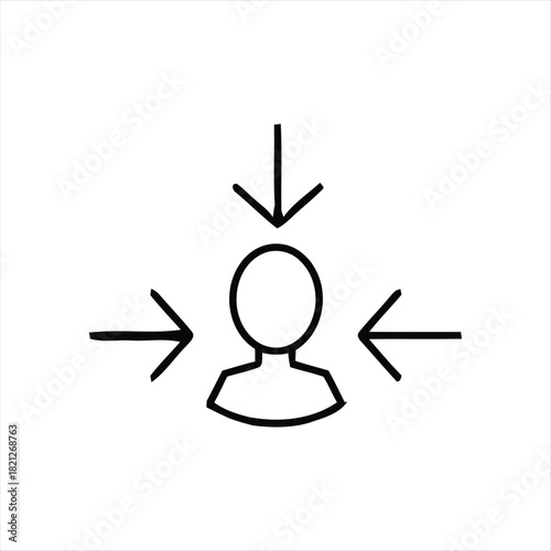 Minimalist icon illustrating the concept of a targeted individual, user-centric approach, or personal focus