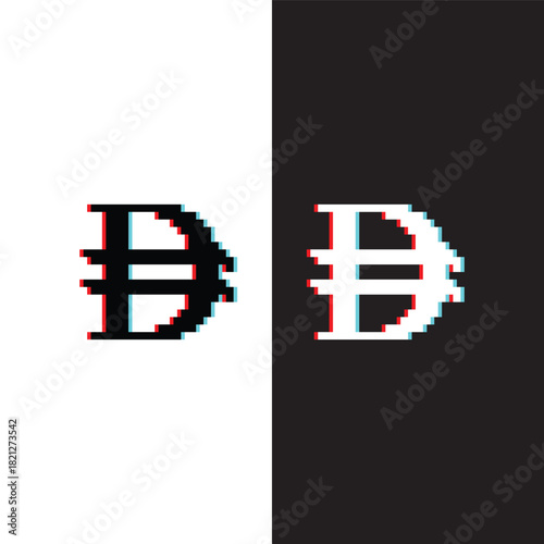 glitch pixel UAE money dirham  8 bit icon. Vector pixel art  logo for game