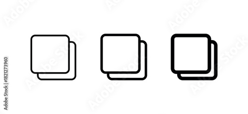 Minimal Copy Icon Set, Layered Squares UI Outline Variants