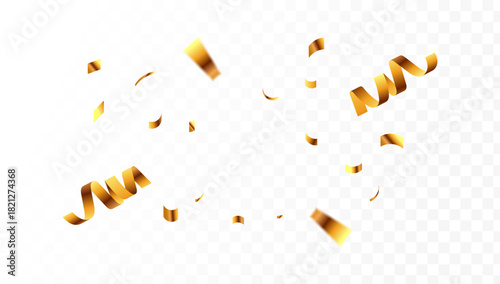 Golden confetti streamers swirling and dancing in the air, creating a festive and celebratory atmosphere for your special moments
