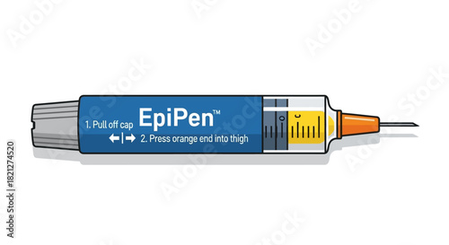 Epipen autoinjector for emergency treatment anaphylaxis, isolated on