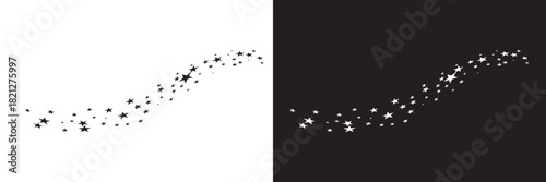 Falling star icon.  Vector isolated on white and black background. eps 10