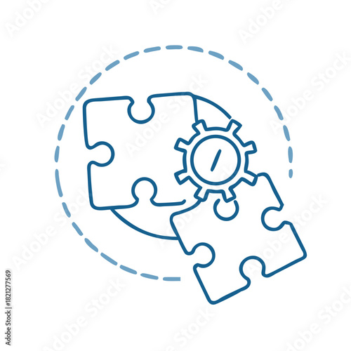 Puzzle piece merging into circle for representing inclusive UX solutions in design and development