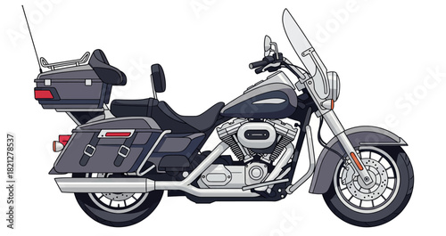 Modern Motorcycle Isolated on White Touring Bike Illustration