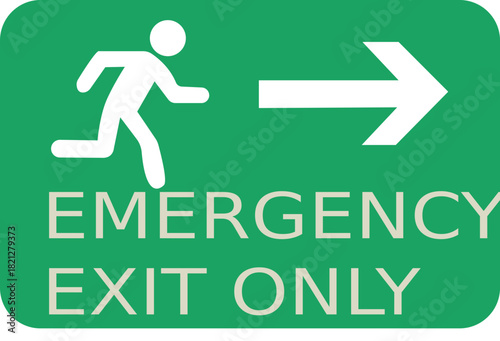 Emergency exit icons. Green emergency exit sign with a running person symbol indicating the way to safety emergency exit silhouette vector icon illustration on white background.