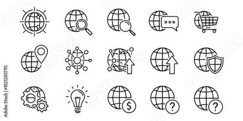 web globe icon set