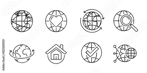globe black and white icons
