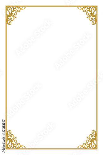 エレガントなゴールドの飾り枠／縦型フレームのベクター素材