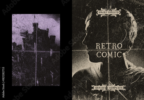 Retro Dust Comic Poster Effect Mockup