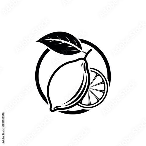  lemon silhouette logo vector line art logo design
