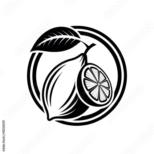  lemon silhouette logo vector line art logo design