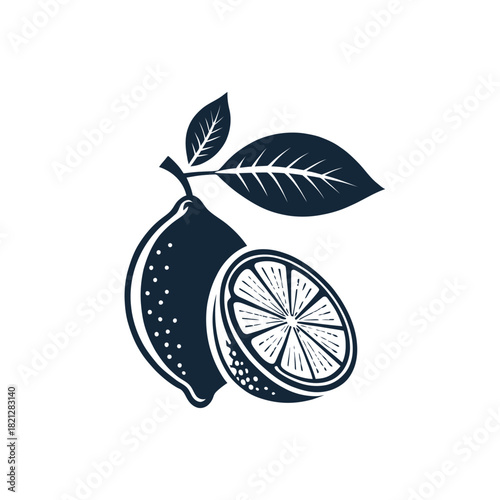  lemon silhouette logo vector line art logo design